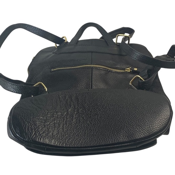 L.CREDI Convertible Leather Backpack Messenger in Black main image 4